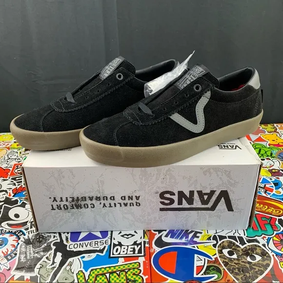Vans Skate Sport Black Suede Gum 9 Womens