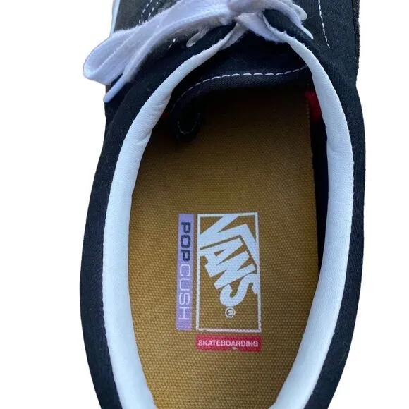 VANS Skate Authentic Black White Lace Up Pop Crush 11.5 Mens Leather Canvas