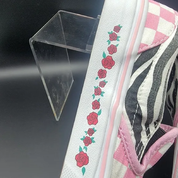 Vans Slip-On Prism Pink  Checkered‎ Zebra Rose Skate Shoes Youth Size 2.0