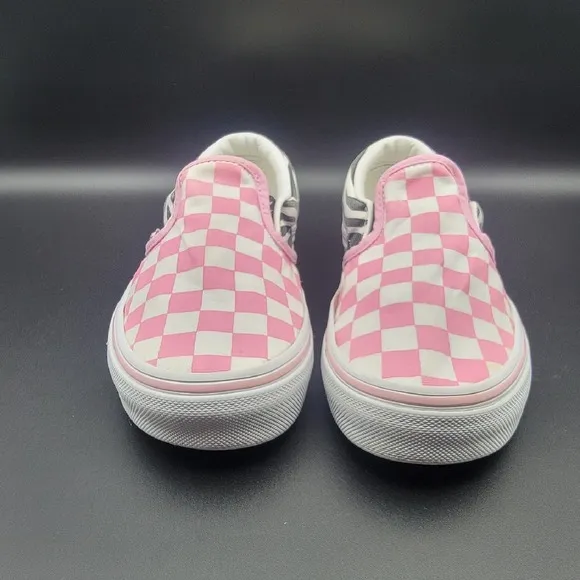 Vans Slip-On Prism Pink  Checkered‎ Zebra Rose Skate Shoes Youth Size 2.0
