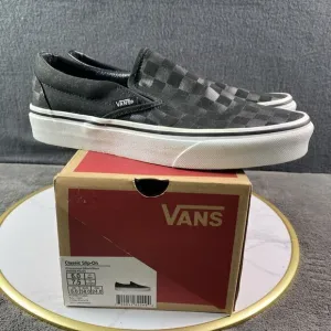 Vans Unisex Classic Checkerboard Black Slip On Skate Shoes US Men 6 Women 7.5