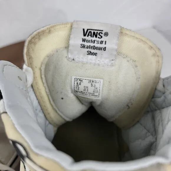 Vans Unisex Sk8 Hi Mens Skate Shoes 8 Cream Suede Checker Flame Classic Sneaker