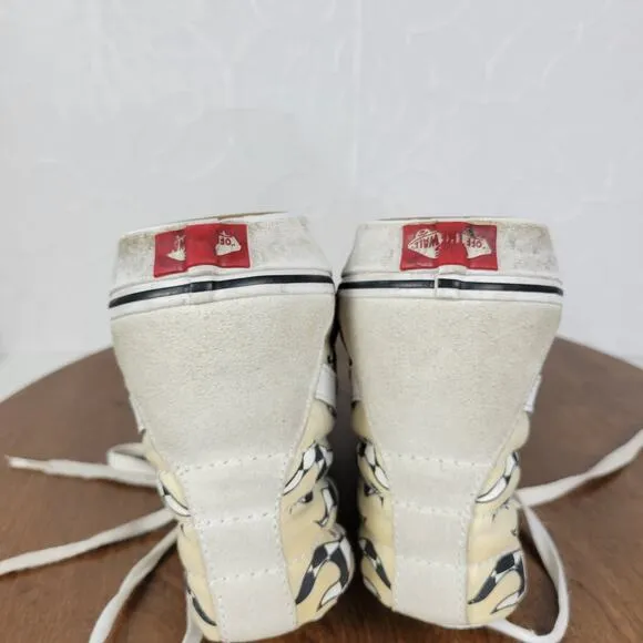 Vans Unisex Sk8 Hi Mens Skate Shoes 8 Cream Suede Checker Flame Classic Sneaker