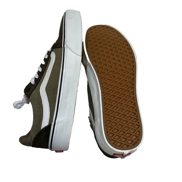 Vans Ward Deluxe Brown White Suede Canvas Skate Shoes Mens Size 8 NWOB