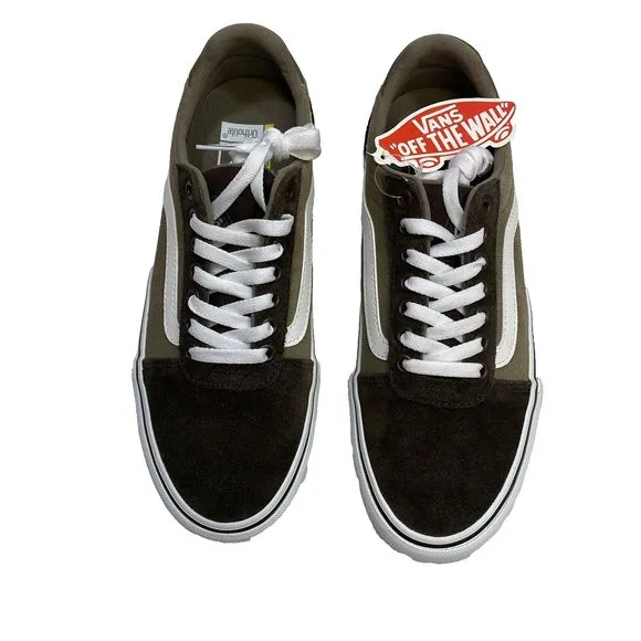 Vans Ward Deluxe Brown White Suede Canvas Skate Shoes Mens Size 8 NWOB