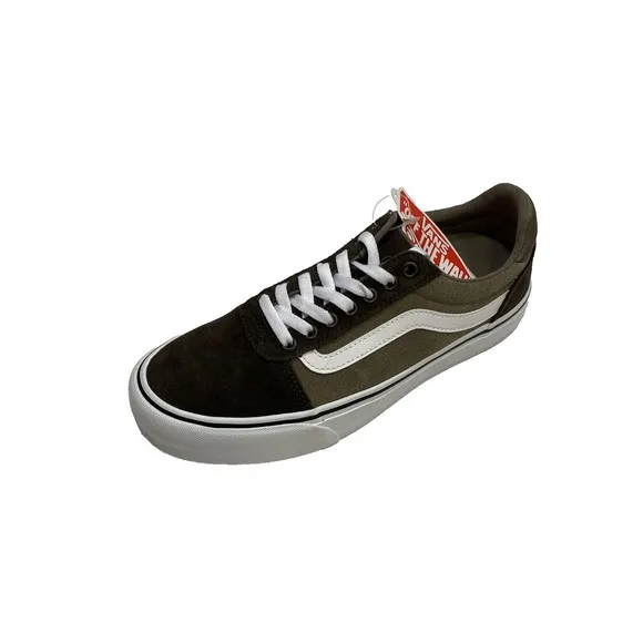 Vans Ward Deluxe Brown White Suede Canvas Skate Shoes Mens Size 8 NWOB