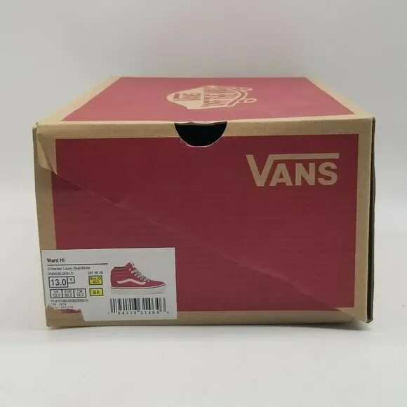 Vans Ward Hi Red Canvas Skate Shoes Youth Size 13