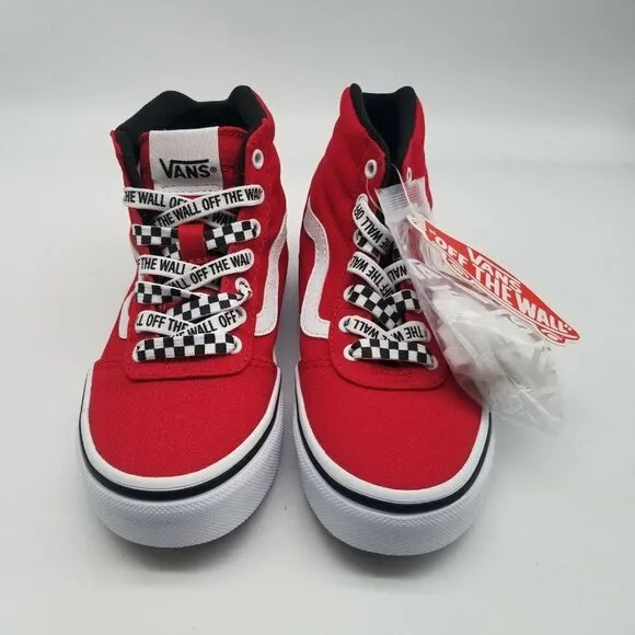 Vans Ward Hi Red Canvas Skate Shoes Youth Size 13
