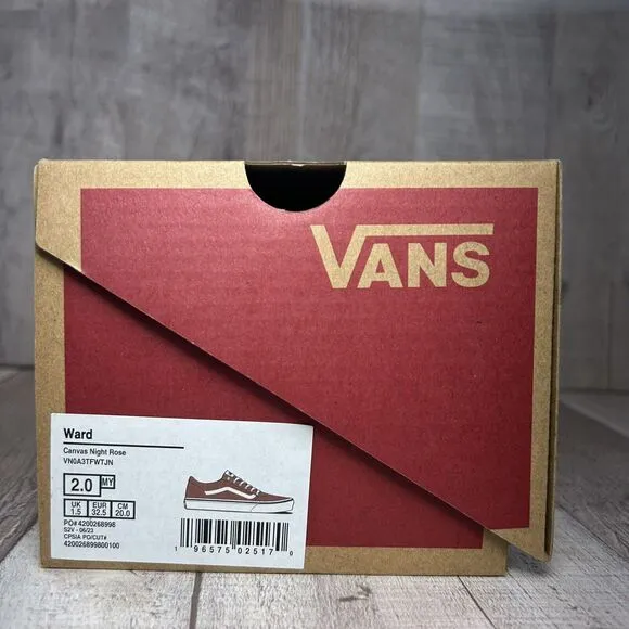 Vans Ward Little Kids' Girls Sneaker Skate Shoes Canvas Night Rose Pink Size 2