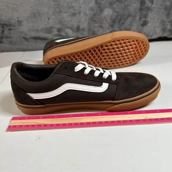 Vans Ward Low-Top Skate Sneakers Brown Gum‎ Sole Casual Shoes Kids Size 7