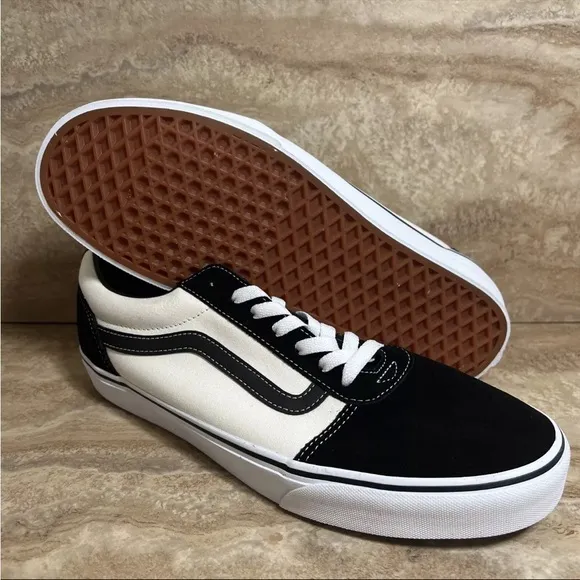 Vans Ward Retro Marshmallow White Black Canvas Skate Shoes Men’s Size 11