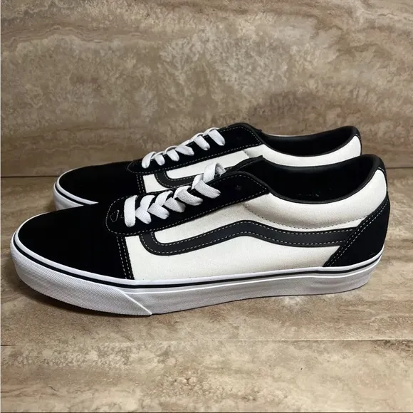 Vans Ward Retro Marshmallow White Black Canvas Skate Shoes Men’s Size 11