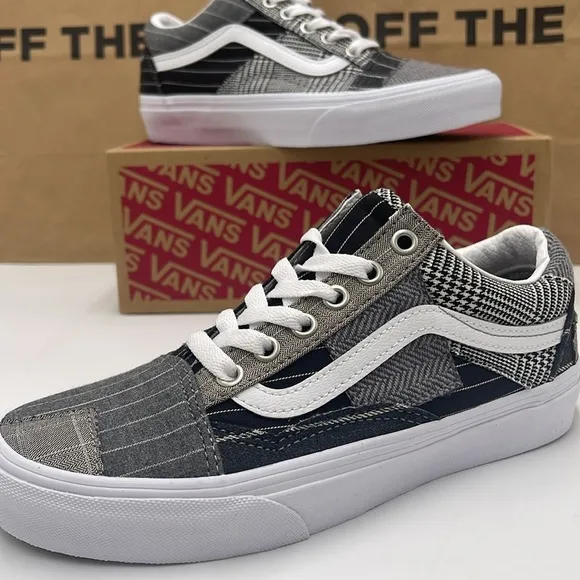 Vans WMNS Black and Gray Sneakers Old Skool Patchwork Conference Call Suiting