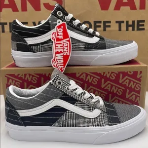 Vans WMNS Black and Gray Sneakers Old Skool Patchwork Conference Call Suiting