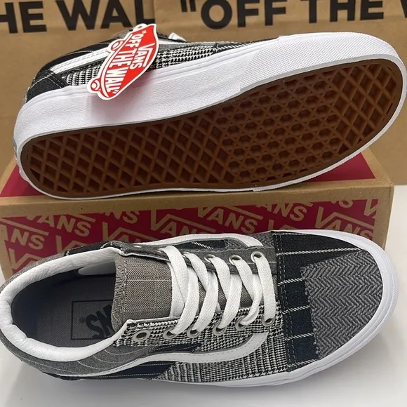 Vans WMNS Black and Gray Sneakers Old Skool Patchwork Conference Call Suiting