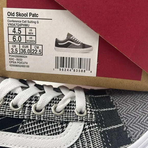 Vans WMNS Black and Gray Sneakers Old Skool Patchwork Conference Call Suiting