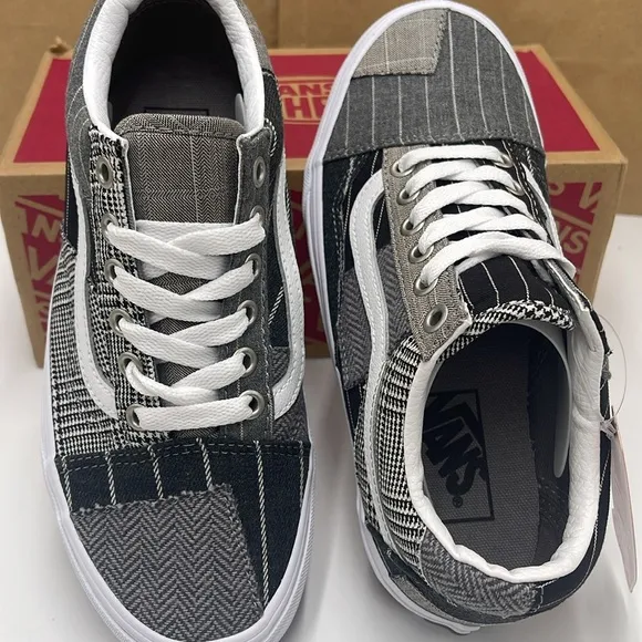 Vans WMNS Black and Gray Sneakers Old Skool Patchwork Conference Call Suiting