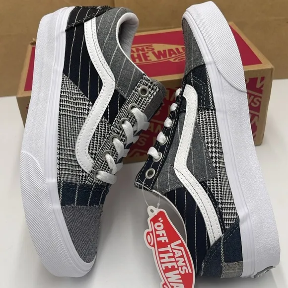 Vans WMNS Black and Gray Sneakers Old Skool Patchwork Conference Call Suiting