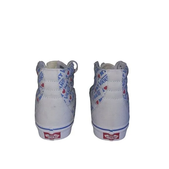 Vans Womens Sneakers White 7.5 I Love My Vans Heart Skate High Top Shoes