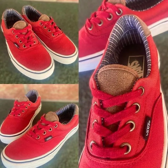 Vans ERA 59 (Cord&amp;Plaid) Red Dahlia Skate Shoes