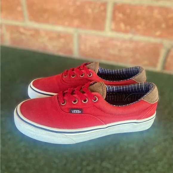 Vans ERA 59 (Cord&amp;Plaid) Red Dahlia Skate Shoes