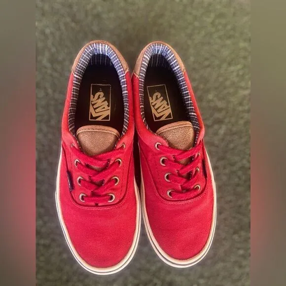 Vans ERA 59 (Cord&amp;Plaid) Red Dahlia Skate Shoes
