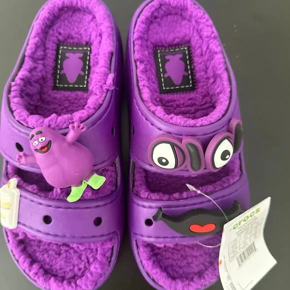 Verified New McDonald's X Crocs Grimace Cozzzy Sandal Men Sz5 Wmn Sz7 Fast Ship