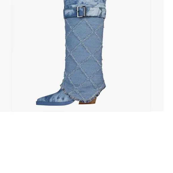 Versatile Denim Pointed toe Heel Boots