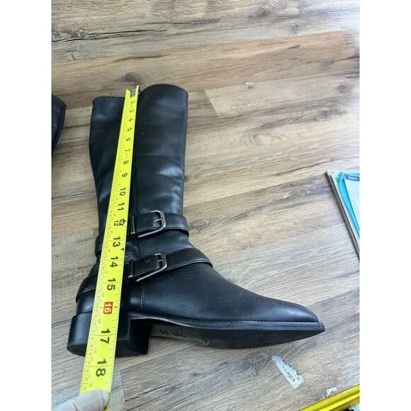 Via Spiga Bernadette Black Leather Riding Tall Boots Size 8 US| 39 EU