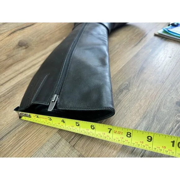 Via Spiga Bernadette Black Leather Riding Tall Boots Size 8 US| 39 EU