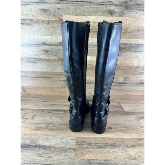 Via Spiga Bernadette Black Leather Riding Tall Boots Size 8 US| 39 EU