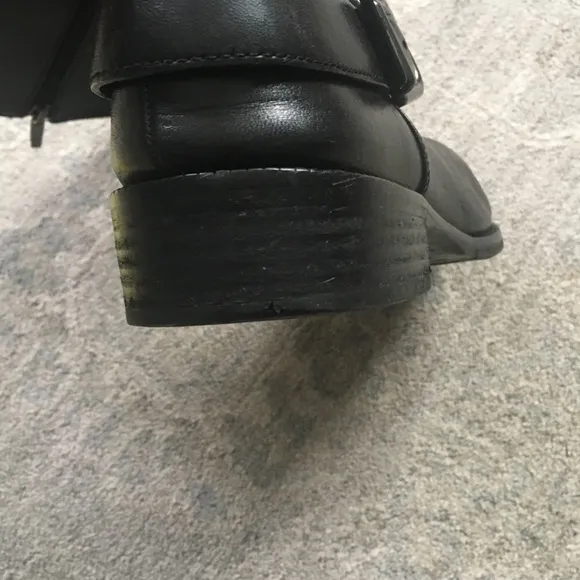 Via Spiga Black Leather/Lining Buckle Tall Boots Shoes 10.5M
