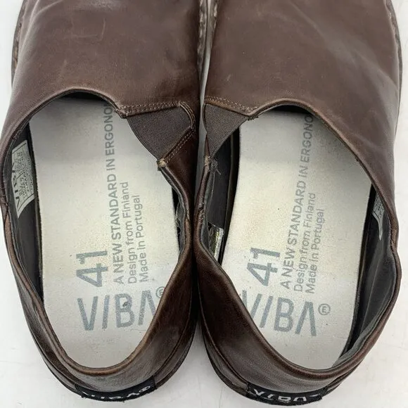 Vibae ZUMA Brown Leather Slip On Comfort Shoes Sz 41 Ergonomic Women's 11 Mens 8