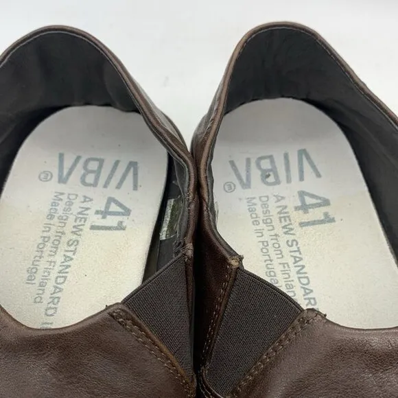 Vibae ZUMA Brown Leather Slip On Comfort Shoes Sz 41 Ergonomic Women's 11 Mens 8