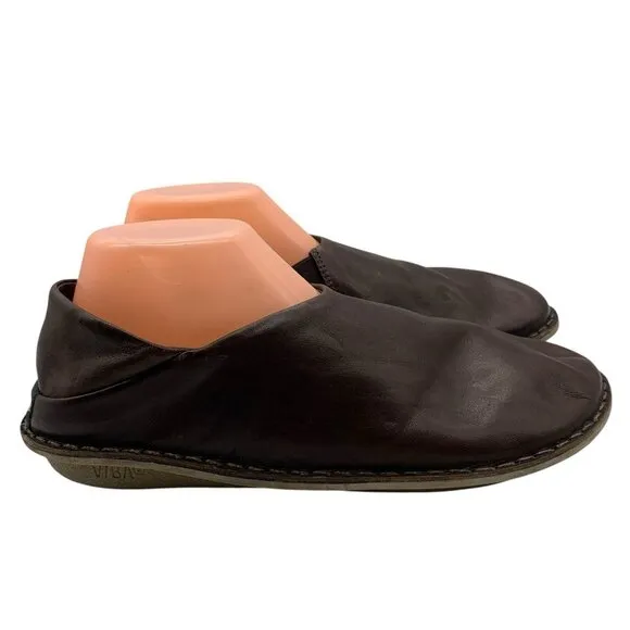 Vibae ZUMA Brown Leather Slip On Comfort Shoes Sz 41 Ergonomic Women's 11 Mens 8