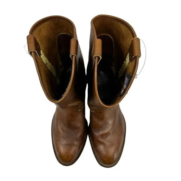 Vibram Mens Ws Work n Sport Cowboy Western Boots Brown Leather Pull On USA 7.5