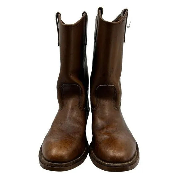 Vibram Mens Ws Work n Sport Cowboy Western Boots Brown Leather Pull On USA 7.5