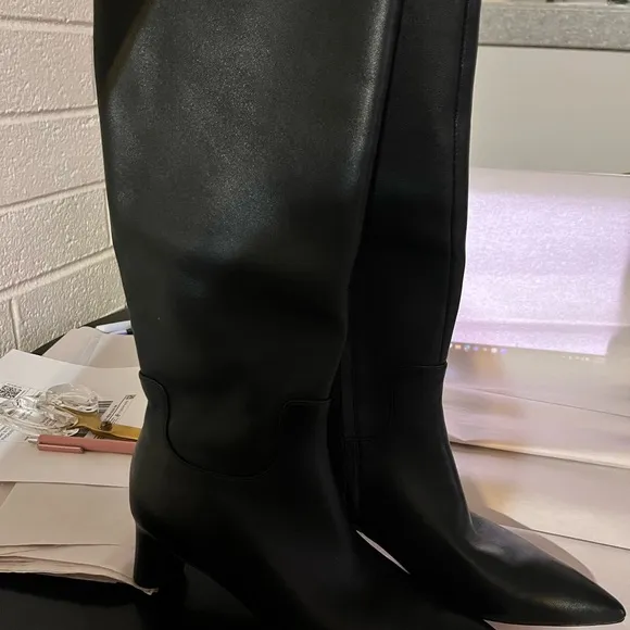 Vince Black Over the Knee Boots with Block Heel