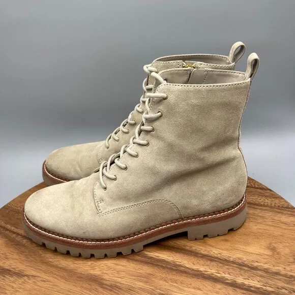 Vince Cabria Boots Womens Size 9.5 M Lace Up Lug Sole Comfort Shoes Booties