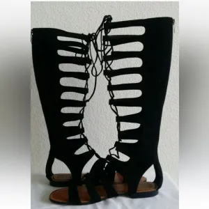 Vince Camuto Black Suede Tall Gladiator Sandals sz 8.5