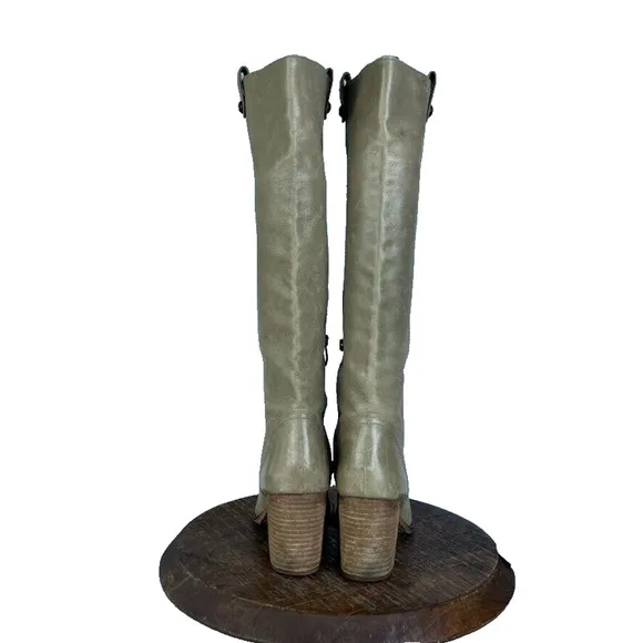 Vince Camuto Boots Women's Size 10 B Gianna Knee Beige Leather Zip Heel