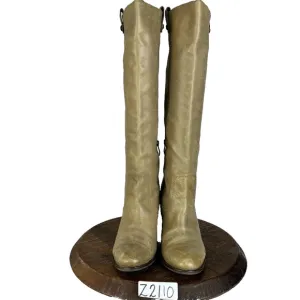 Vince Camuto Boots Women's Size 10 B Gianna Knee Beige Leather Zip Heel