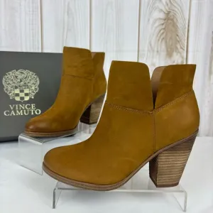 Vince Camuto Helyn Ankle Bootie Nubuck Leather Slip-On Boots NIB Brown Size 9