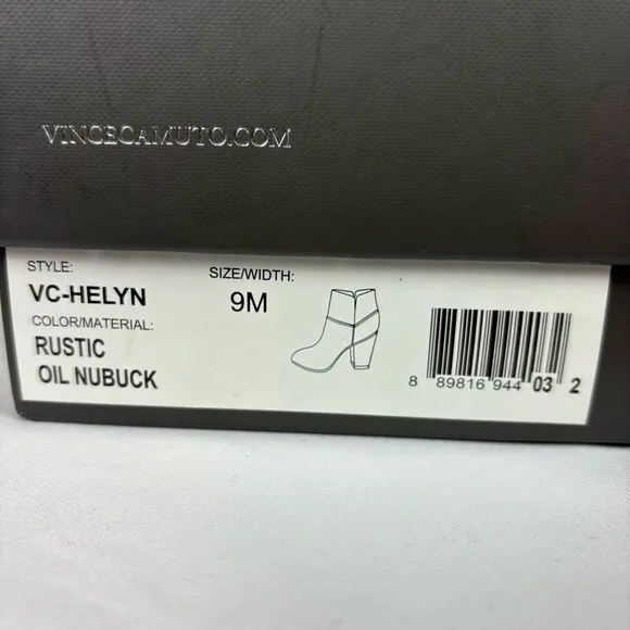 Vince Camuto Helyn Ankle Bootie Nubuck Leather Slip-On Boots NIB Brown Size 9