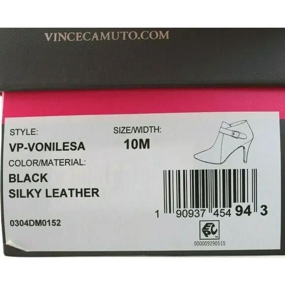 Vince Camuto Women's Size 10M VP-Vonilesa Black Silky Leather Ankle Boots