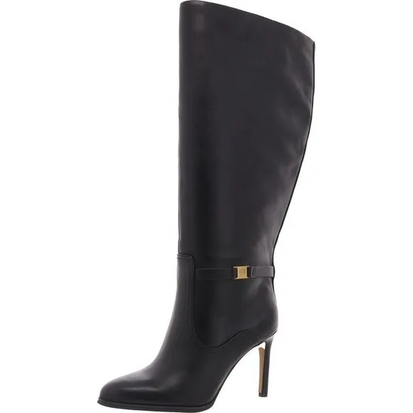 Vince Camuto Womens Skylie 4 Black Solid Leather Knee-High Boots New