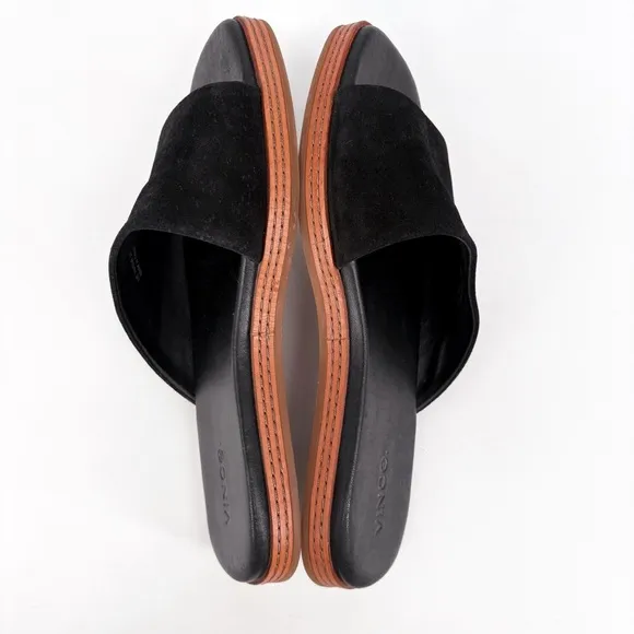 VINCE | Canella Suede Slide Sandals in Black | Sz 7