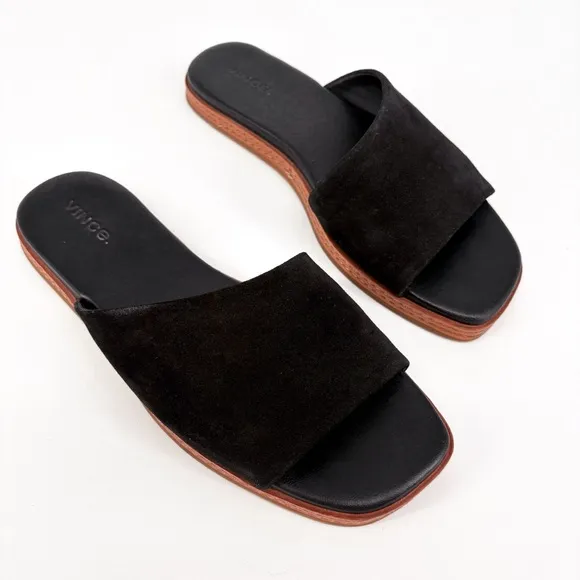 VINCE | Canella Suede Slide Sandals in Black | Sz 7