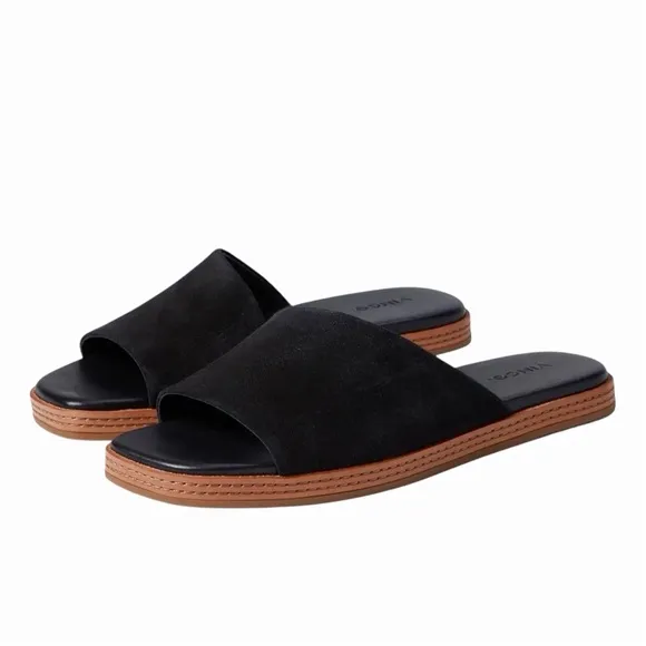 VINCE | Canella Suede Slide Sandals in Black | Sz 7