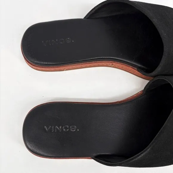 VINCE | Canella Suede Slide Sandals in Black | Sz 7
